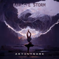 ballet album cover art - for Classical, Ambient Music - style Surrealist, Cinematic Style - in Purple, Blue Color