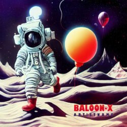 space album cover art - for Electronic, Synth-Pop Music - style Illustrated, Sci-Fi Style - in Red, Blue Color