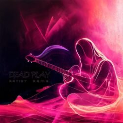 grim reaper album cover art - for Gothic Rock, Dark Ambient Music - style Dark Fantasy, Surrealist - in Red, Purple Color