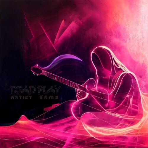 grim reaper album cover art - for Gothic Rock, Dark Ambient Music - style Dark Fantasy, Surrealist - in Red, Purple Color
