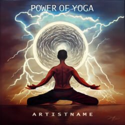 Yoga album cover art - for Ambient, New Age Music - style Conceptual Art, Oil Painting - in Blue, Orange Color