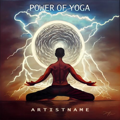 Yoga album cover art - for Ambient, New Age Music - style Conceptual Art, Oil Painting - in Blue, Orange Color