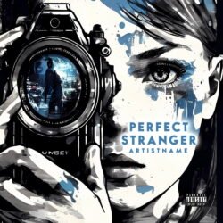 Watercolor Premade Album Cover Art - for Alternative Rock, Indie Rock Music - style Illustrated, Sketch - in Blue, Black Color