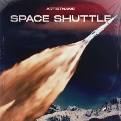 Space Shuttle Premade Album Cover Art - for Alternative Rock, Electronic Music - style Cinematic Style, Retro - in Red, Orange Color