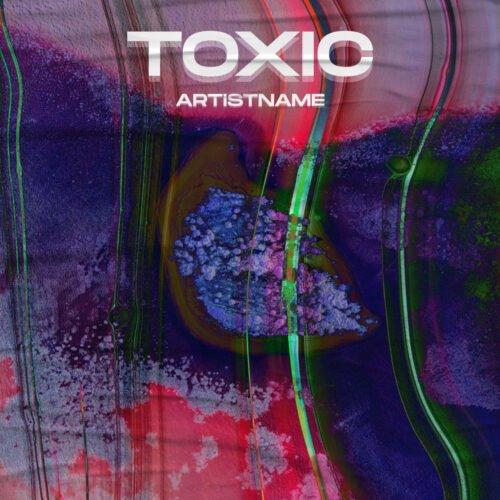 Toxic album cover art - for Alternative Rock, Ambient Music - style Abstract, Acid Graphics - in Red, Green Color