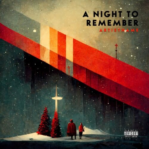 Christmas Cover - for Alternative Rock, Ambient Music - style Abstract, Geometric Art - in Red, Orange Color