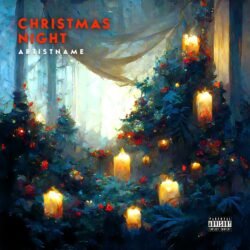 Christmas Album Cover Artwork - for Ambient, Classical Music - style Illustrated, Impressionism - in Blue, Yellow Color