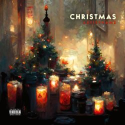 christmas album cover art - for Classical, Acoustic Music - style Impressionism, Oil Painting - in Red, Yellow Color