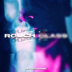 Rough Glass Album Cover Art - for Alternative Rock, Ambient Music - style Abstract, Glitch Art - in Blue, Pink Color
