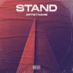 Stand Album Cover Art - for Ambient, Dark Synth Music - style Cinematic Style, Minimalist - in Red, Purple Color