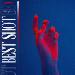 Best Shot premade album cover art - for Alternative Rock, Ambient Music - style Cinematic Style, Minimalist - in Blue, Red Color