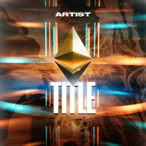 Ether premade album cover art - for Ambient, Bass Music Music - style Abstract, Futuristic Style - in Blue, Orange Color