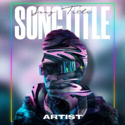 Glitchman premade album cover art - for Electronic, Synth-Pop Music - style Cyberpunk, Glitch Art - in Blue, Pink Color