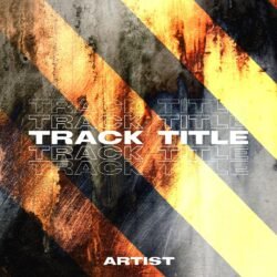 Grunge Board premade album cover art - for Aggrotech, Alternative Metal Music - style Abstract, Brutalism - in Yellow, Orange Color