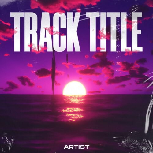 Purple Sunset premade album cover art - for Chillwave, Ambient Music - style Cinematic Style, Retrowave - in Purple, Pink Color