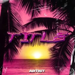 Sunset Premade Album Cover Art - for Synth-Pop, Chillwave Music - style Retrowave, Synthwave Style - in Pink, Purple Color