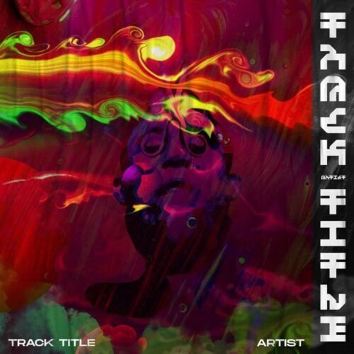 Thermal liquid premade album cover art - for Electronic, Hyperpop Music - style Abstract, Acid Graphics - in Red, Yellow Color
