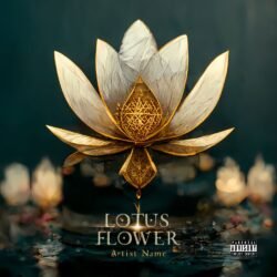 Lotus Flower premade album cover art - for Ambient, Chillout Music - style Conceptual Art, Hyperrealism - in White, Yellow Color