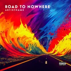 premade psychedelic album cover art - for Alternative Rock, Electronic Music - style Abstract, Action Painting - in Red, Orange Color