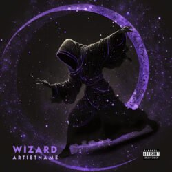 Wizard premade album cover art - for Dark Ambient, Doom Metal Music - style Dark Fantasy, Cinematic Style - in Purple, Black Color