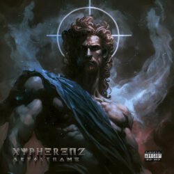 Xypherenz premade album cover art - for Dark Ambient, Industrial Music - style Dark Fantasy, Cinematic Style - in Blue, Black Color