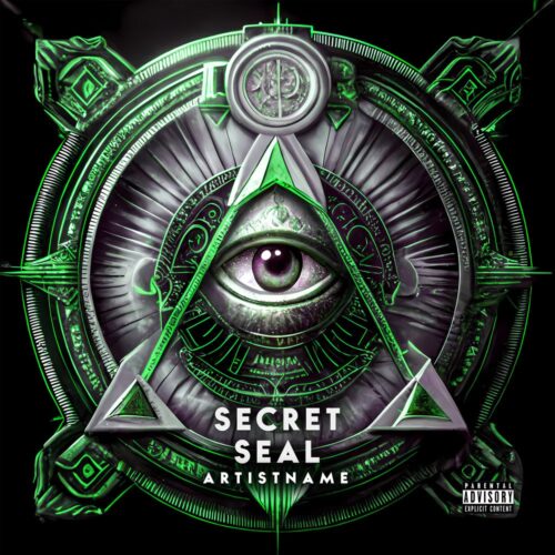 Secret Seal - Premade Album Cover Art - in Black & Green - featuring Tree, Plant