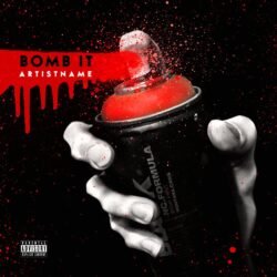spray album cover art - for Hip-Hop, Trap Music - style Street Art, Graffiti - in Red, Black Color