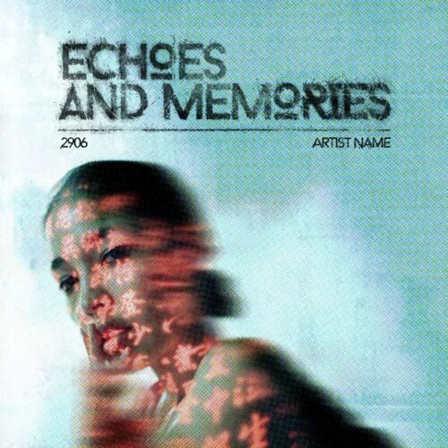 Echoes and Memories premade album cover art - for Alternative Rock, Ambient Music - style Acid Graphics, Collage - in Blue, Green Color