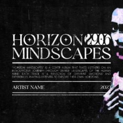 Horizon mindscapes premade album cover art - for Alternative Hip-Hop, Ambient Music - style Acid Graphics, Collage - in Black, White Color