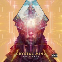 Crystal Mind premade album cover art - for Electronic, Ambient Music - style Cyberpunk, Futuristic Style - in Yellow, Orange Color