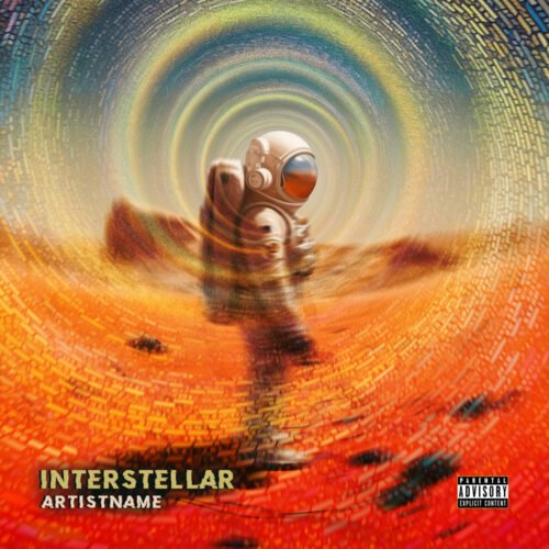 Interstellar premade album cover art - for Ambient, Electronic Music - style Cinematic Style, Impressionism - in Red, Orange Color