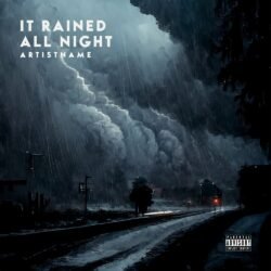 It Rained All Night premade album cover art - for Ambient, Dark Ambient Music - style Cinematic Style, Photographic - in Blue, Grey Color