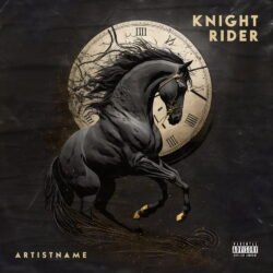 Knight Rider premade album cover art - for Alternative Rock, Dark Pop Music - style Cinematic Style, Conceptual Art - in Black, Grey Color