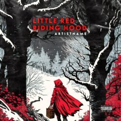Little Red Riding Hood premade album cover art - for Dark Pop, Alternative Rock Music - style Dark Fantasy, Illustrated - in Red, Black Color