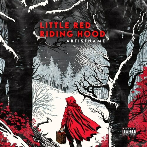 Little Red Riding Hood premade album cover art - for Dark Pop, Alternative Rock Music - style Dark Fantasy, Illustrated - in Red, Black Color