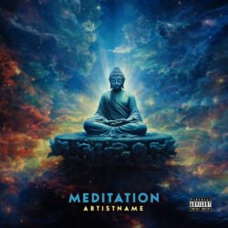 Meditation premade album cover art - for Ambient, Chillout Music - style Cinematic Style, Conceptual Art - in Blue, Orange Color