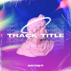 Neon Marble premade album cover art - for Alternative Rock, Ambient Music - style Abstract, Cyberpunk - in Blue, Pink Color