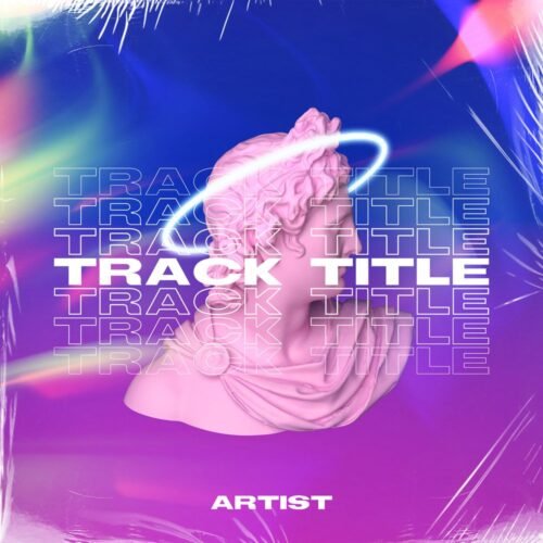 Neon Marble premade album cover art - for Alternative Rock, Ambient Music - style Abstract, Cyberpunk - in Blue, Pink Color