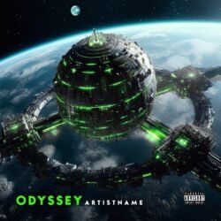 Odyssey Premade Album Cover Art - For Electronic, Techno Music - Style Sci-Fi Style, Cinematic Style - In Green, Blue Color
