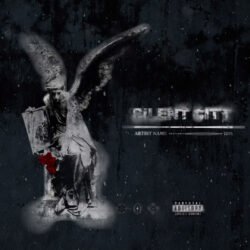 Silent city premade animated album cover art - for Black Metal, Dark Ambient Music - style Dark Fantasy, Gothic Art - in Red, Black Color