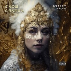 Snow Shaman premade album cover art - for Ambient, Dark Ambient Music - style Cinematic Style, Dark Fantasy - in Brown, White Color