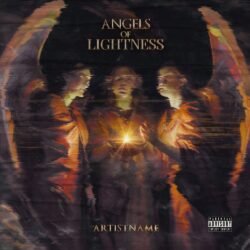 Angels of Lightness premade album cover art - for Dark Ambient, Darkwave Music - style Baroque, Chiaroscuro - in Black, Orange Color