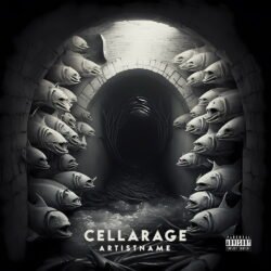 Cellarage premade album cover art - for Dark Ambient, Doom Metal Music - style Dark Fantasy, Surrealist - in Black, Grey Color