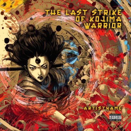 manga premade album cover art - for Alternative Hip-Hop, Trap Metal Music - style Anime, Manga - in Red, Yellow Color