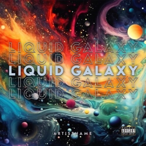 Liquid Galaxy premade album cover art - for Ambient, Chillout Music - style Abstract, Cinematic Style - in Red, Orange Color