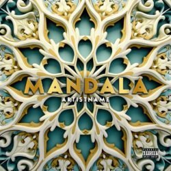 Mandala premade album cover art - for Ambient, Chillout Music - style Sacred Geometry, Illustrated - in Blue, Yellow Color