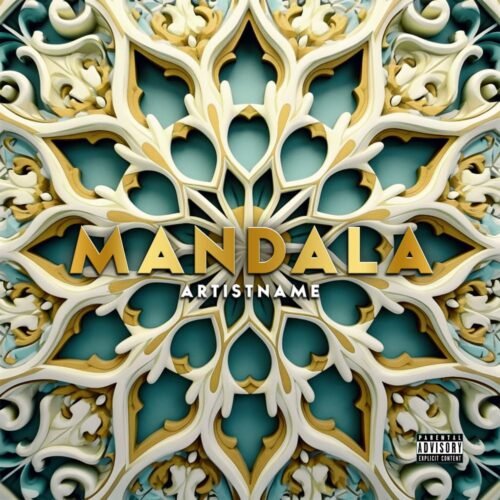 Mandala premade album cover art - for Ambient, Chillout Music - style Sacred Geometry, Illustrated - in Blue, Yellow Color
