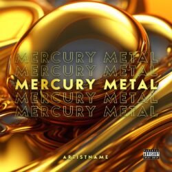 Mercury Metal premade album cover art - for Electronic, Hip-Hop Music - style Futuristic Style, Minimalist - in Yellow, Orange Color