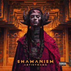 Shamanism premade album cover art - for Ambient, Dark Ambient Music - style Surrealist - in Red, Orange Color