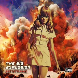The Big Explosion premade album cover art - for Rock, Alternative Rock Music - style Illustrated, Retro - in Red, Orange Color
